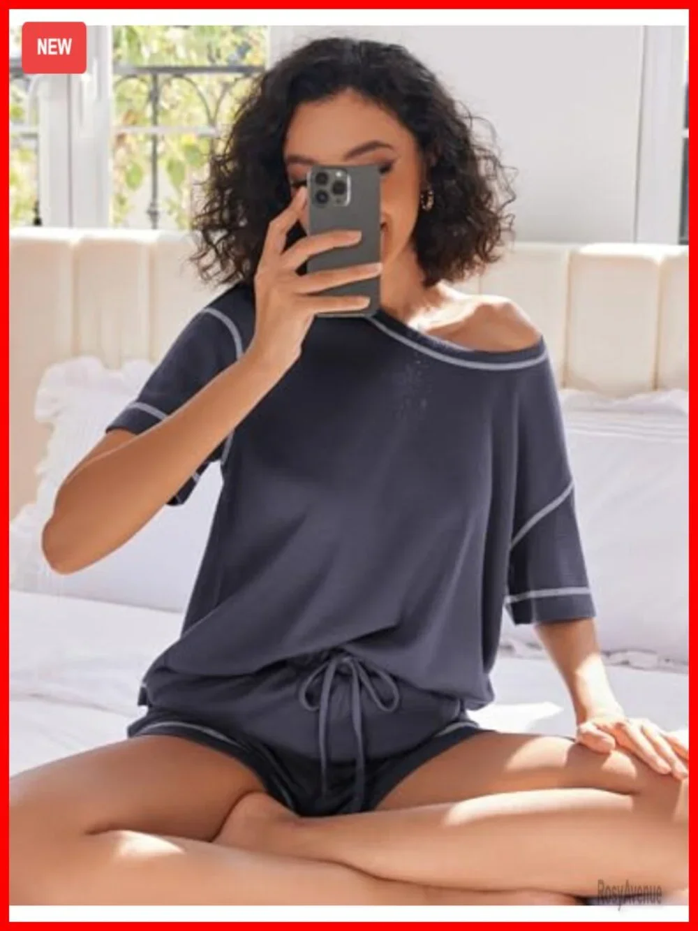 Waffle Knit Two Piece Lounge Set, Soft Matching Outfits, Shorts Set with Pocket